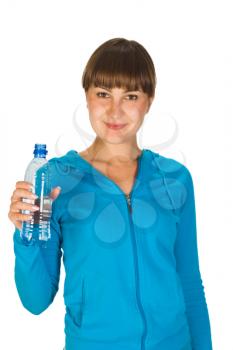 Royalty Free Photo of a Girl With a Bottle of Water