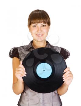 Royalty Free Photo of a Young Girl With an LP