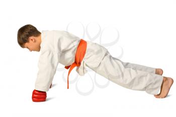 Royalty Free Photo of a Young Boy Doing Martial Arts