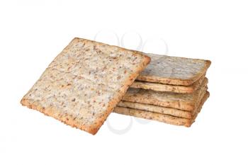 some wheat sesame crackers isolated on white background 