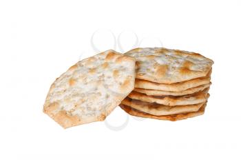 some wheat sesame crackers isolated on white background