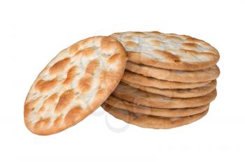 some wheat  crackers isolated on white background