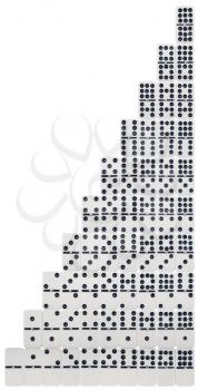 black and white domino set of 55 pieces isolated on white background.