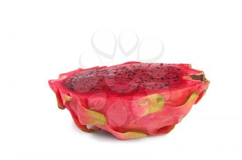 Slice of fresh and raw dragon fruit isolated on white 