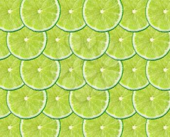 many  slices of lime as a background
