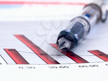 Close up shot of a Fountain pen and Business chart. Shallow DOF.
