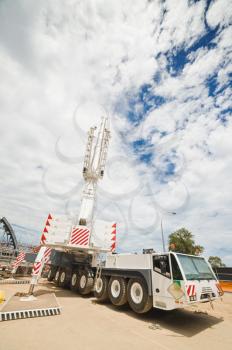 special crane equipment  working for  global road reconstruction