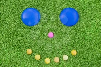 concept image beautiful green grass texture from golf course with smile