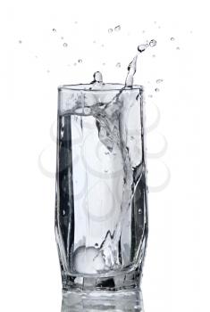 glass of water with Splash isolated on white 