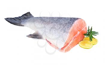 fresh raw salmon isolated on white background