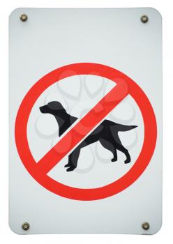 old forbidden dogs sign isolated on a white background.