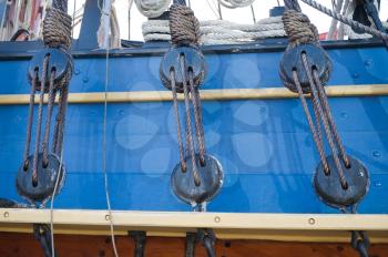 rigging and ropes of an old sailing ship