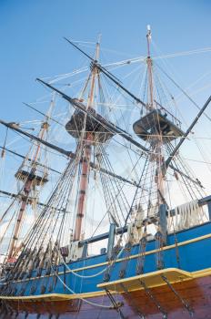 masts,sails and rigging of an old sailing ship