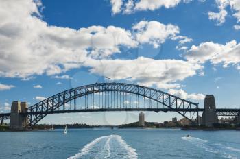 View of the Sydney Harbour Bridge from the sea