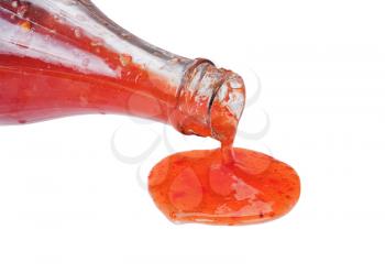 red hot chilli sauce isolated on white background