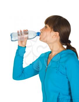 image of beautiful girl with bottle of water