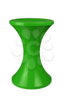 Green  plastic stool isolated on white background 