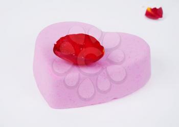 heart shaped soap with rose petal