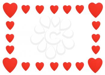 red hearts border isolated on white background