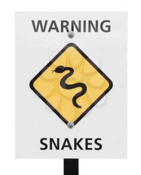 yellow snakes warning sign in the beach in Australia