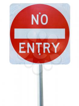 old no entry traffic sign on white  background