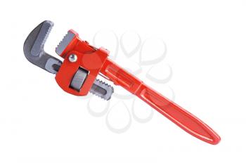 Adjustable pipe wrench isolated on white background