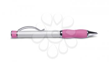 pink  ballpoint pen isolated on a  white background 