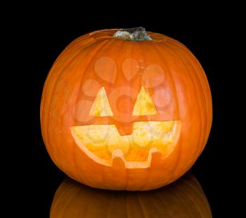 pumpkin halloween Jack O'Lantern isolated on black background