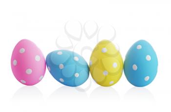 Colorful easter eggs isolated on white background 