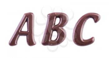 ABC chocolate letters isolated on white background