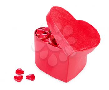 Heart shaped Valentines Day gift box isolated on white background