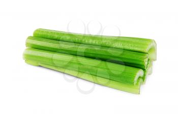 fresh celery sticks isolated on a white background