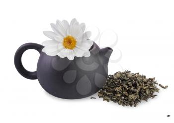 Black Purple Chinese Kungfu TeaPot with flower isolated on white background