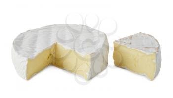 Fresh  soft  brie cheese  isolated on a white background