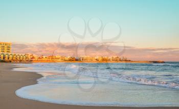 Beautiful  skyline of Mandurah  and beach view at sunrise. Western Australia near Perth