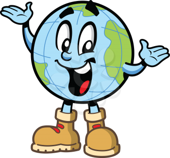 Royalty Free Clipart Image of a Globe in Hiking Books