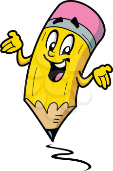 Royalty Free Clipart Image of a Happy Pencil
