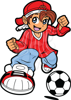 Royalty Free Clipart Image of a Young Soccer Player
