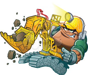 Royalty Free Clipart Image of a Backhoe Driver