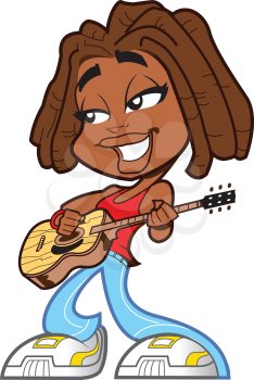 Royalty Free Clipart Image of a Woman Playing Guitar
