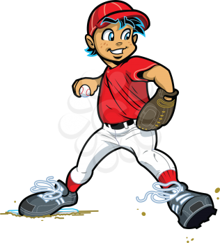Royalty Free Clipart Image of a Boy Throwing a Ball