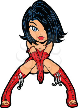 Royalty Free Clipart Image of a Young Woman in High Boots