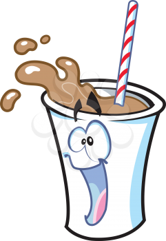 Royalty Free Clipart Image of a Happy Glass With a Chocolate Drink