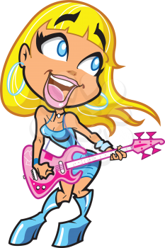 Royalty Free Clipart Image of a Girl Playing Guitar