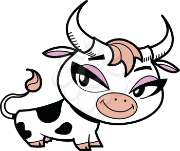 Royalty Free Clipart Image of a Smiling Cow