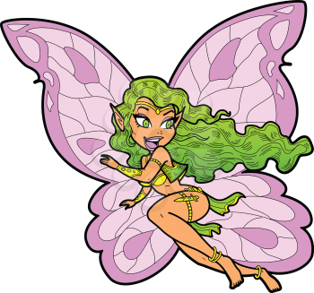Royalty Free Clipart Image of a Fairy With Butterfly Wings
