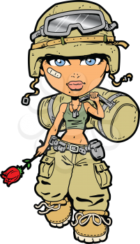 Royalty Free Clipart Image of a Female Soldier