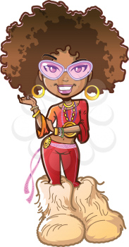 Royalty Free Clipart Image of a Woman With an Afro