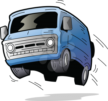 Royalty Free Clipart Image of a Blue Van