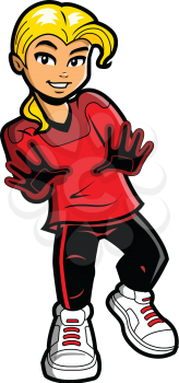 Royalty Free Clipart Image of a Girl Wearing Soccer Gloves